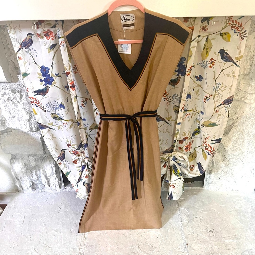 Shawn Originals for Neiman Marcus Linen Flax Vintage Dress  M